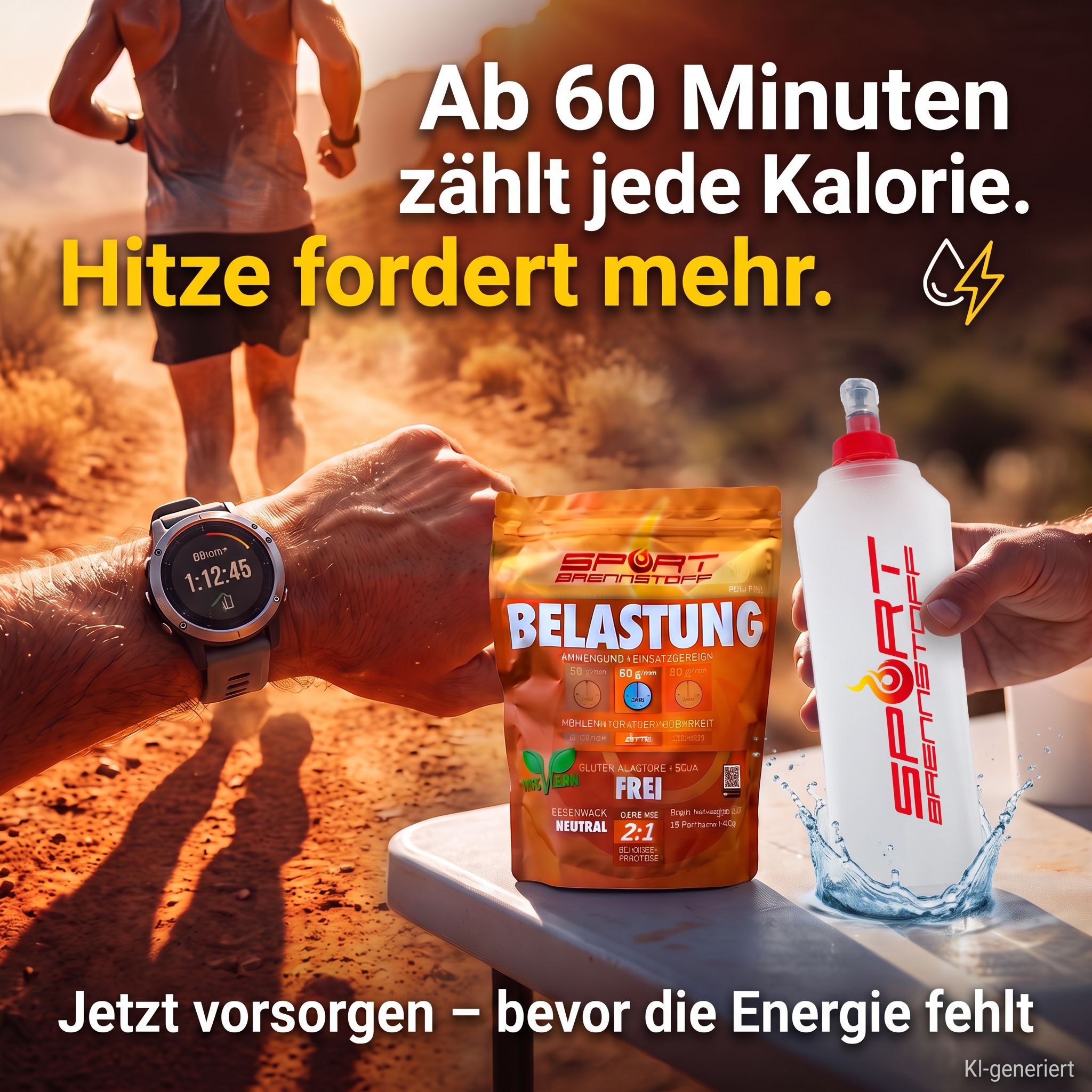 Ab 60 min zählt jede Kalorie - besonders bei Hitze SportBrennstoff Sportnahrung
