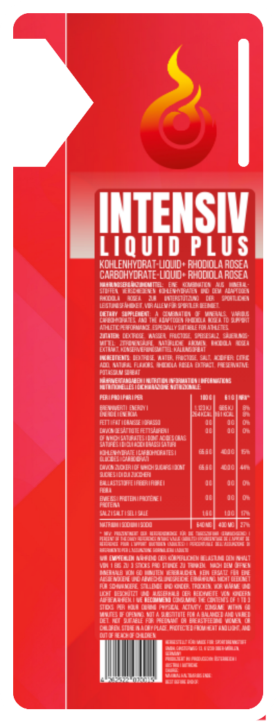 Designentwurf SportBrennstoff INTENSIV Liquid Plus Rückseite Gelbeutel