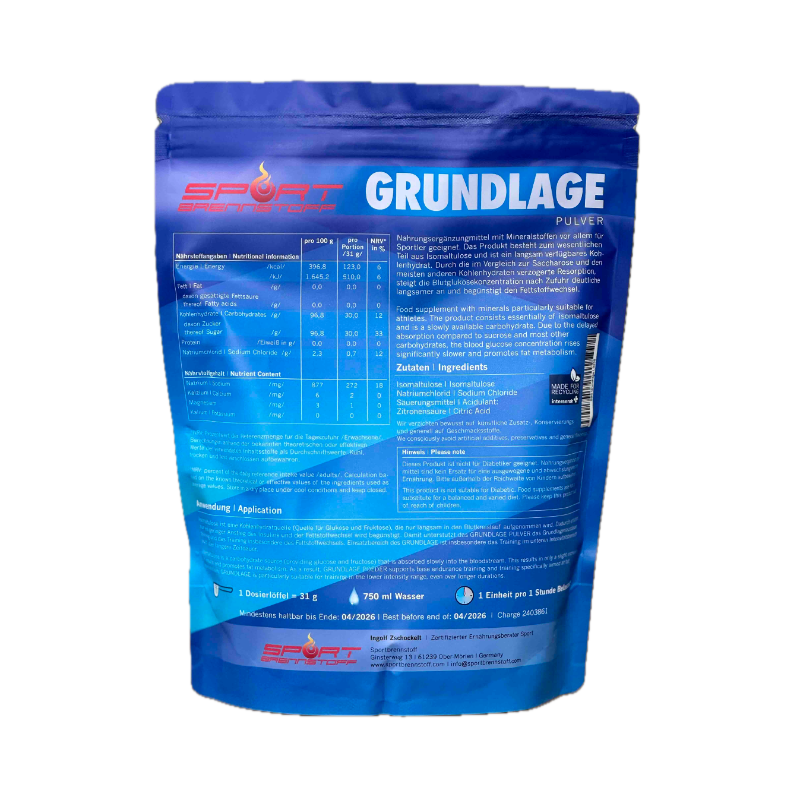 SportBrennstoff Grundlage Pulver für Grundlagentraining mit SSSC-Technologie. Optimierte Sportnahrung zur Unterstützung des Fettstoffwechsels.