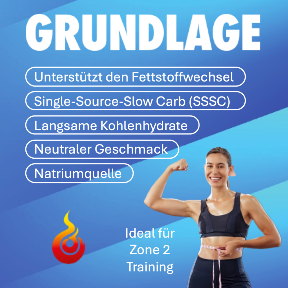 SportBrennstoff Grundlage: Optimierte Sportnahrung in Pulverform mit SSSC-Technologie zur Unterstützung des Fettstoffwechsels beim Grundlagentraining.