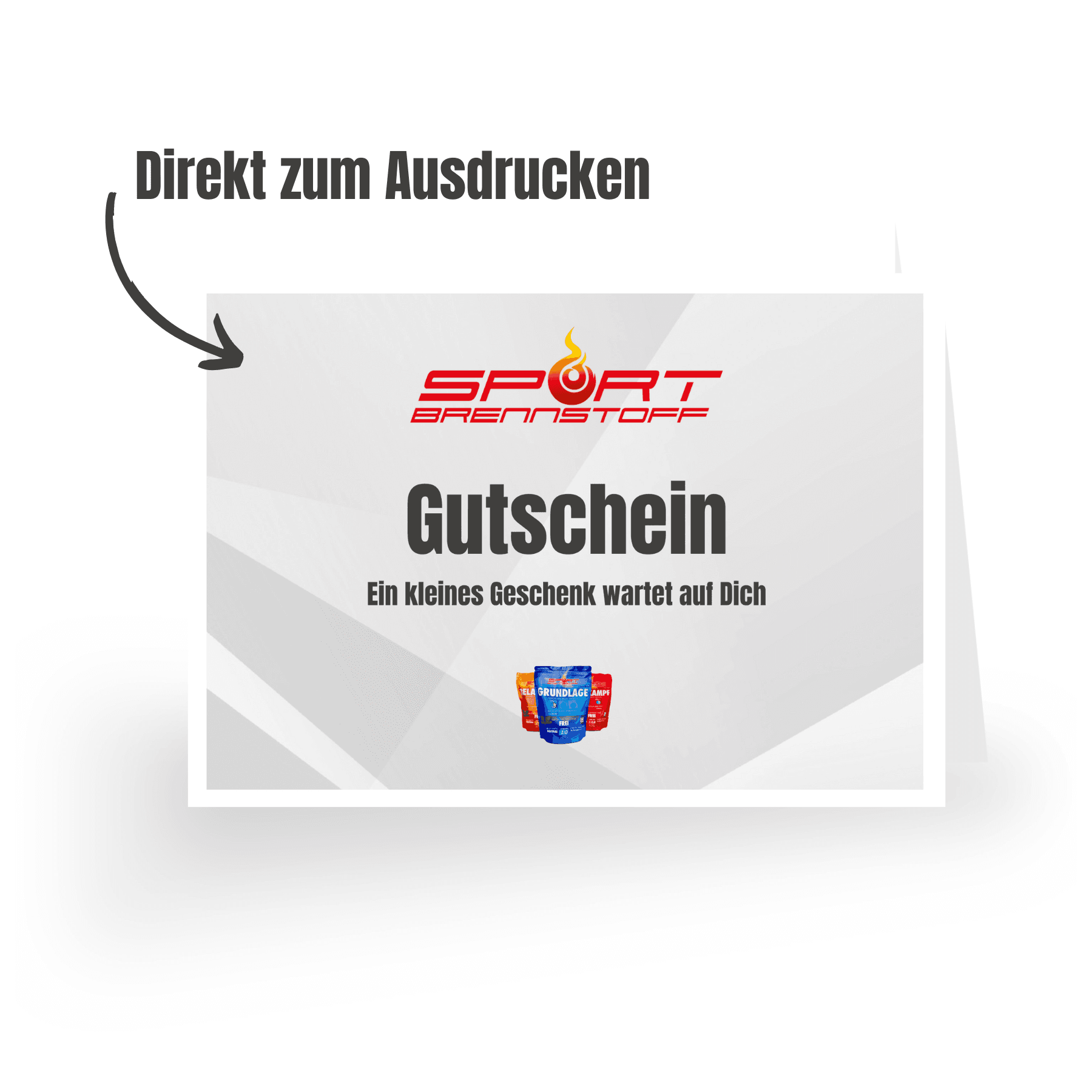 SportBrennstoff GUTSCHEIN – Ideal für Sportler, direkt zum Ausdrucken. Perfekt als Geschenk für Sportnahrung, Flaschen und Zubehör.