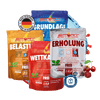 SportBrennstoff Komplettpaket kaufen - Fitnessziele erreichen: Vier vegane Pulverprodukte für Training, Wettkampf, Belastung und Erholung im Set.