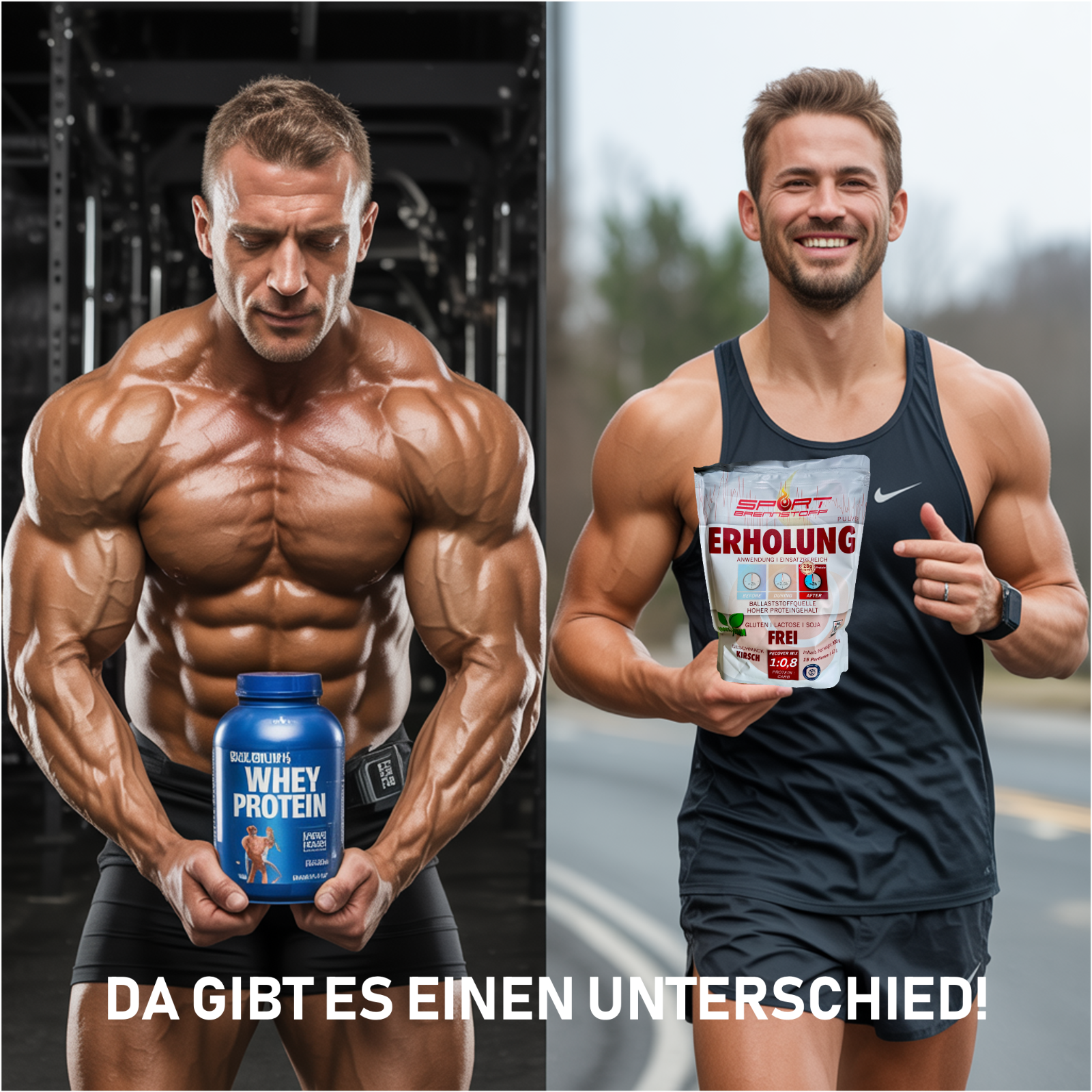 SportBrennstoff Erholung - Proteine, Kohlenhydrate und Mineralien im Vergleich zu herkömmlichem Whey Protein, ideal für Regeneration nach dem Training.