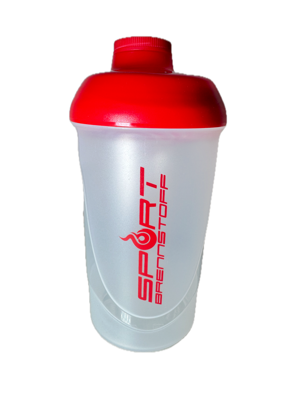 SportBrennstoff SHAKER mit rotem Deckel und Logo, ideal für Proteinshakes und Smoothies. Perfekter Fitness-Begleiter für unterwegs und Training.
