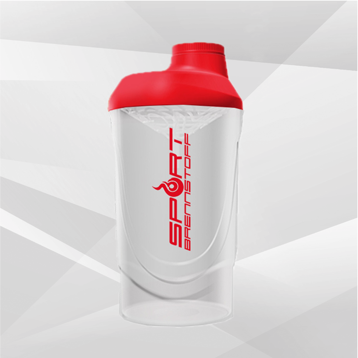 SportBrennstoff SHAKER: Dein perfekter Fitness-Begleiter mit rotem Deckel und transparentem Behälter, ideal für Proteinshakes und Smoothies. Hochwertiger Shaker für Sport und unterwegs aus der Kategorie Küchenutensilien.