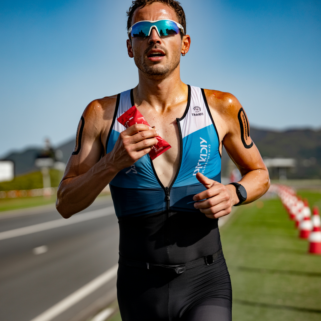 Triathlet mit Gel