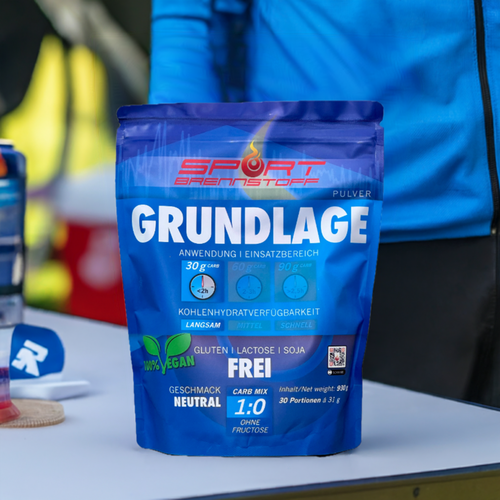SportBrennstoff Grundlage Pulver für Grundlagentraining mit 30g Kohlenhydraten pro Portion. Optimierte Sportnahrung ohne Gluten, Laktose und Soja.