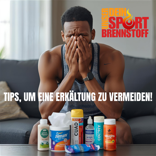 Alt-Text (Deutsch):  
Sportler mit Erkältungssymptomen und Medikamenten – Tipps zur Vorbeugung  

SEO-freundlich, 74 Zeichen:  
Sportler mit Erkältung – Tipps zum Vermeiden von Erkältungen bei Sportlern