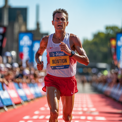 Alt-Text (Deutsch):  
Erschöpfter Marathonläufer bei Hitze kämpft um Ausdauerleistung.