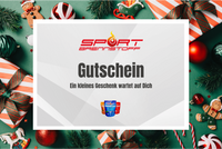 SportBrennstoff GUTSCHEIN – Ideal für Sportler, präsentiert auf weihnachtlichem Hintergrund mit Geschenken und Dekorationen. Perfekt als Geschenkidee für Sportnahrung und Zubehör.