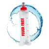 SportBrennstoff BEGLEITER - Trinkflasche mit rotem Verschluss und Aufdruck 'FEUER FREI!', flexibel und tropfsicher für Outdoor-Aktivitäten.