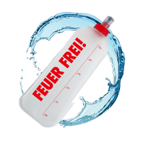 SportBrennstoff BEGLEITER - Trinkflasche mit rotem Aufdruck 'FEUER FREI!', flexibel, tropfsicher und ideal für Outdoor-Aktivitäten.