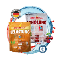 Sportbrennstoff Paket - Belastungspaket kaufen mit BELASTUNG und ERHOLUNG Pulver für Training und Regeneration. Ideal für Sport und Fitness.