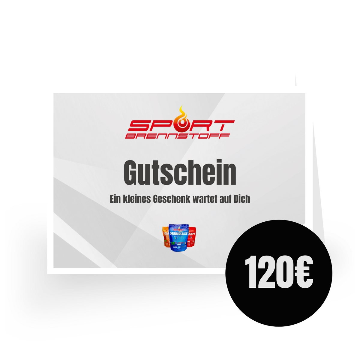SportBrennstoff GUTSCHEIN – Ideal für Sportler im Wert von 120€, perfekt als Geschenk für Sportnahrung, Trinkflaschen und Zubehör.
