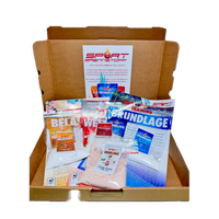 SportBrennstoff Probepaket mit Pulver für Grundlage, Belastung und Wettkampf in geöffneter Versandbox. Ideale Sportnahrung zum Testen.