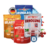 SportBrennstoff Komplettpaket kaufen - Fitnessziele erreichen: Vier vegane Pulverprodukte für Training, Wettkampf, Belastung und Erholung im Set.