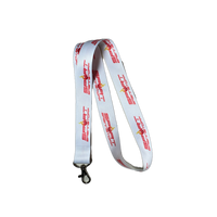 SportBrennstoff Schlüsselband / Lanyard für einen besonderen Auftritt in Weiß mit rotem Logo-Aufdruck und Metallhaken, ideal als Zubehör.