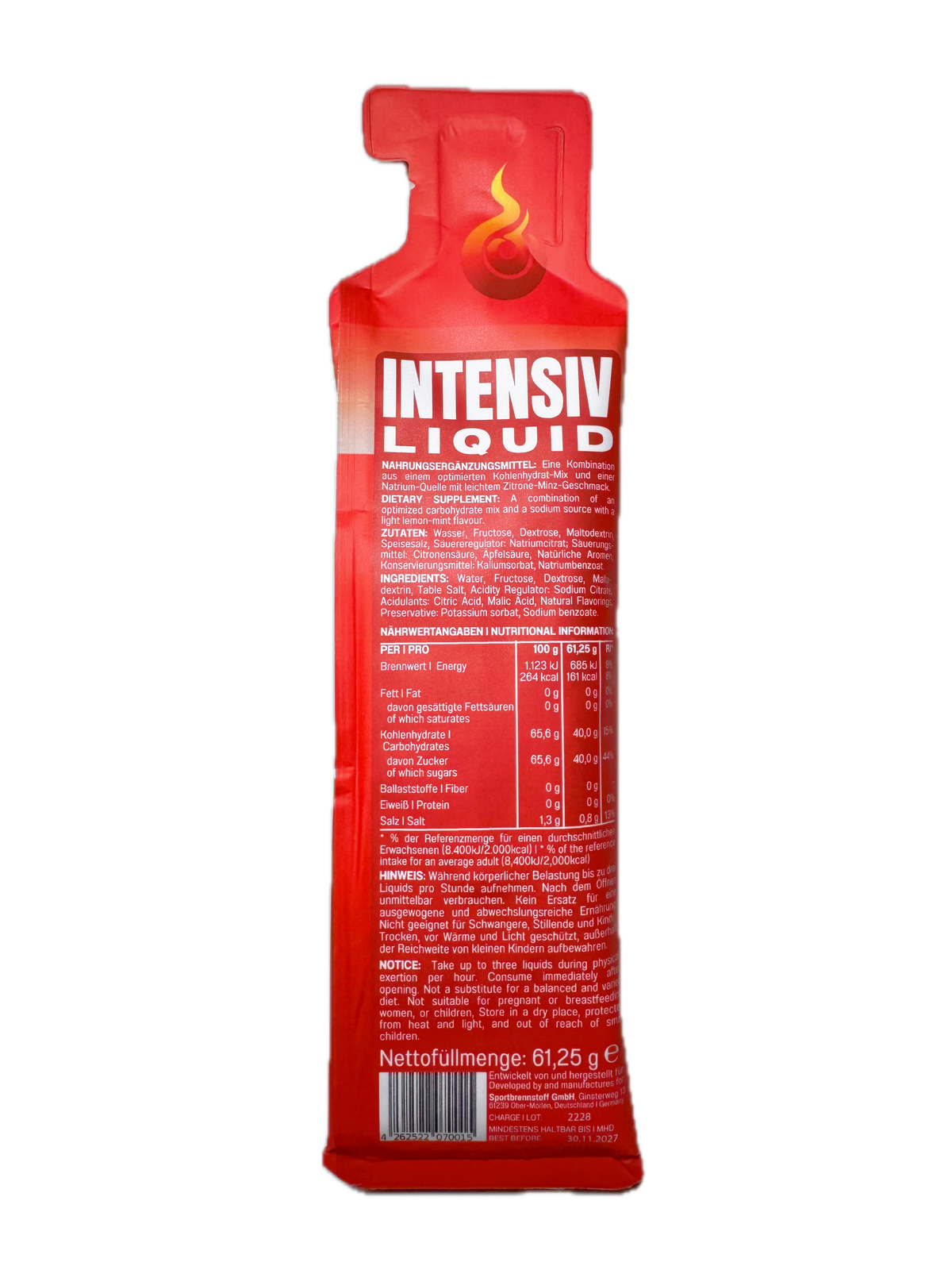 SportBrennstoff LIQUID INTENSIV Sportgel Gel Sportnahrung