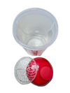 SportBrennstoff SHAKER: Dein perfekter Fitness-Begleiter mit rotem Deckel und Siebeinsatz, ideal für Proteinshakes und Smoothies unterwegs.