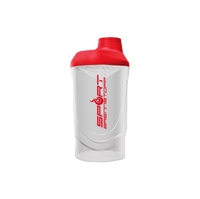 SportBrennstoff SHAKER: Dein perfekter Fitness-Begleiter mit rotem Deckel, ideal zum Mixen von Proteinshakes und Smoothies unterwegs.