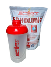 SportBrennstoff SHAKER: Dein perfekter Fitness-Begleiter mit rotem Deckel vor Proteinpulver-Verpackung. Ideal für Shakes und Smoothies unterwegs.